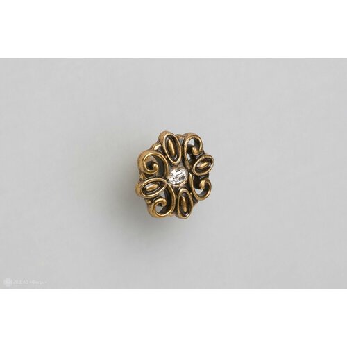 WPO731 мебельная ручка-кнопка диаметр 36 мм состаренное золото и кристаллы Swarovski, 4 шт