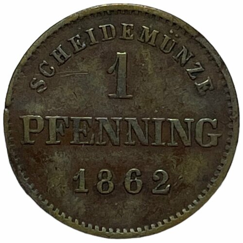 Германия, Бавария 1 пфеннинг 1862 г. 1748 монета германия гослар 1748 год 1 пфеннинг дева мария медь vf