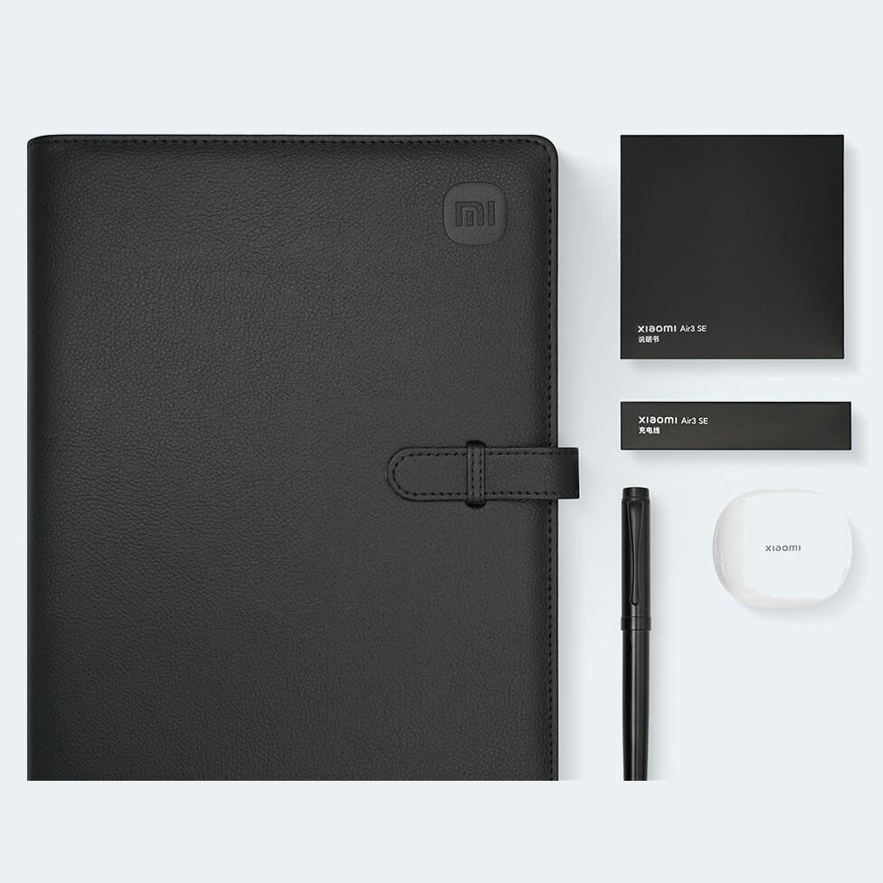 Блокноты Xiaomi Подарочный набор: Беспроводные Bluetooth наушники Xiaomi Air 3 SE M2301E1, белая, ручка, записная книжка