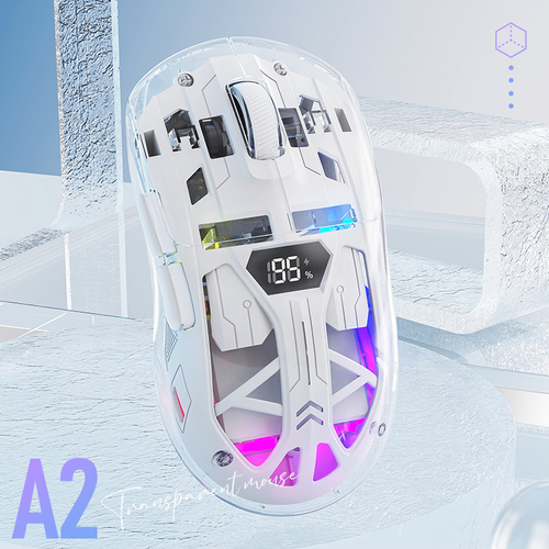 Беспроводная мышь прозрачная Wolf A2 Bluetooth24Gпроводная с RGB подсветкой компьютерная мышка для компьютера mice 3455₽