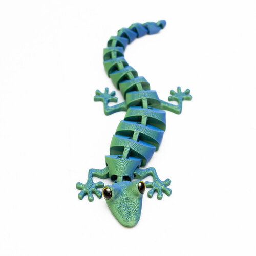 Геккон магнитный / подвижная ящерица с живыми глазами на магнитах