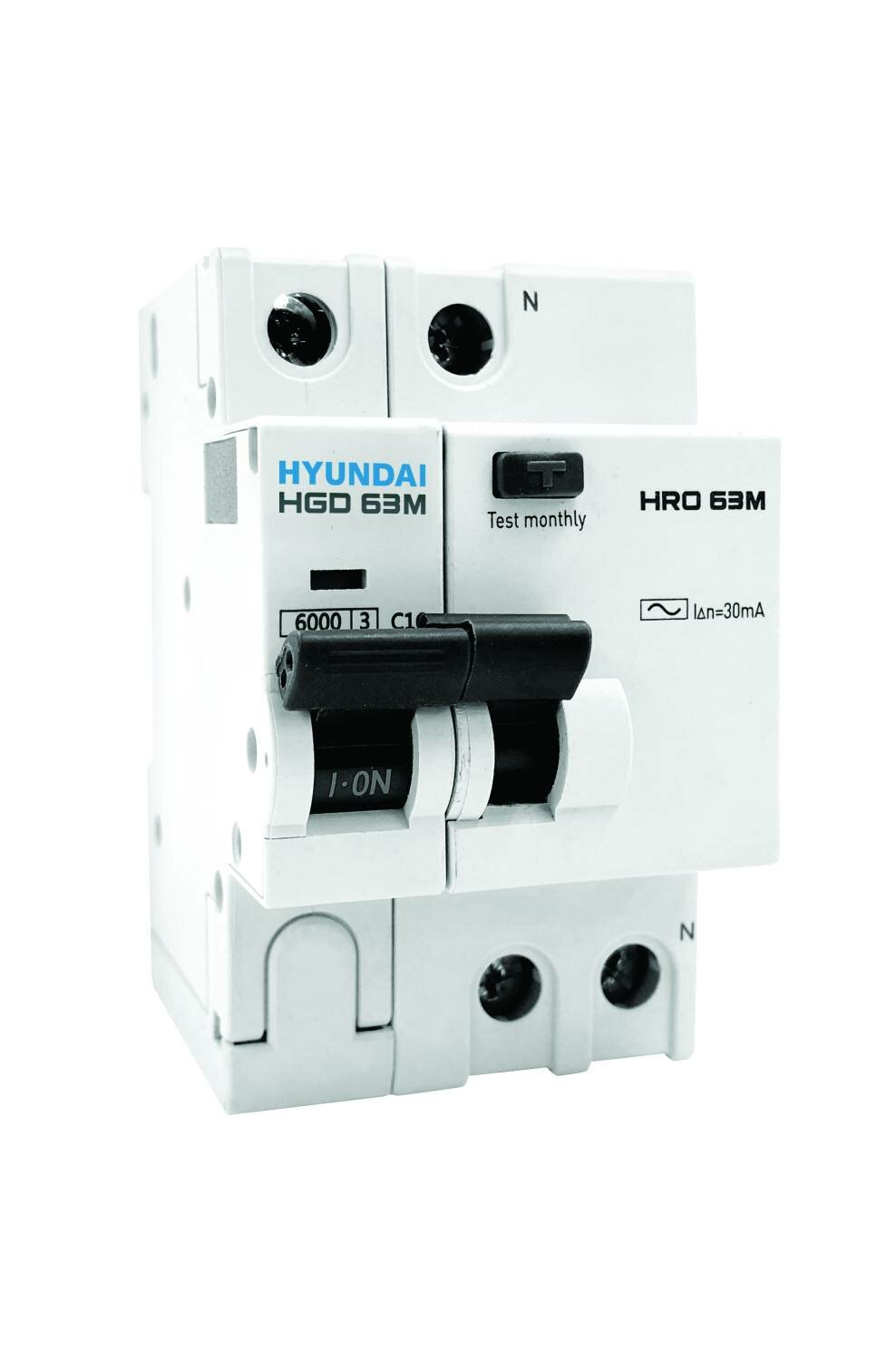 Автоматический выключатель диф. тока (АВДТ) HRO63M1NG4C0000C00020GC (20А 30мА хар-ка C 1 полюс + N тип AC (Standard)) HYUNDAI - HY-13.06.000134