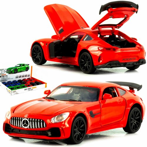 Металлическая машинка игрушка 1:32 Mercedes AMG GT (Мерседес АМГ) 15 см, детская, инерционная, свет, звук / Красный 1 2 м черный мягкий автомобильный спойлер на заднюю крышу багажника отделка для заднего крыла наклейка автомобильный спойлер спойлер акс