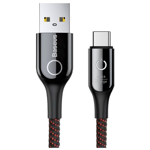 Кабель для зарядки и передачи данных с индикатором, Baseus USB 2.0 A (m) - USB Type-C (m) 1м , C-shaped Light Intelligent Power-off, Черный (CATCD-01) кабель тренировочный легкий training cable light