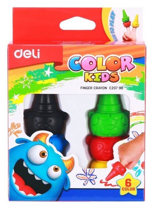 Восковые мелки Deli Color Kids 6цв. картон.кор./европод. 24 шт./кор. - фото №1