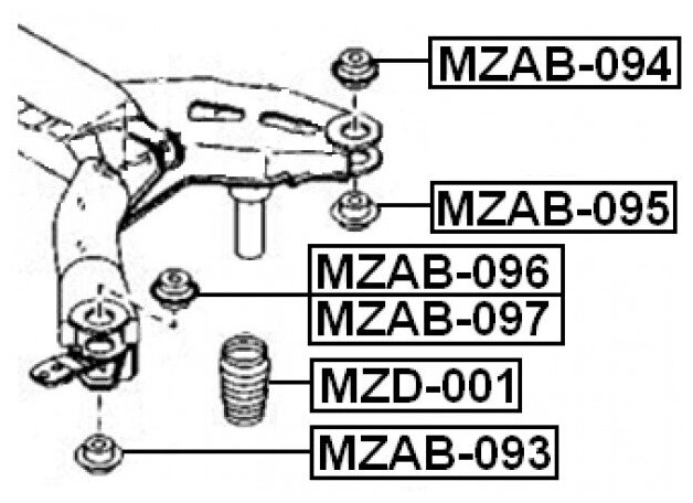 Отбойник амортизатора задний FEBEST MZD-001