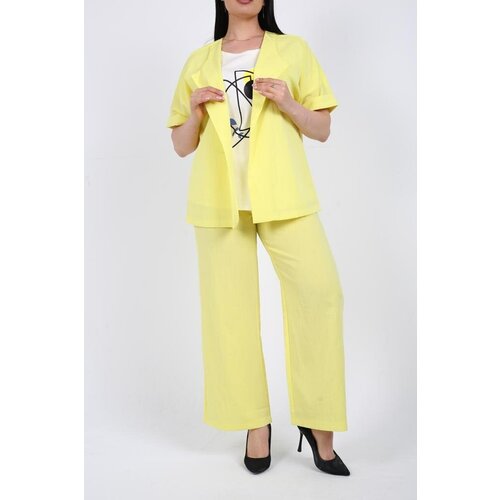 Костюм-тройка IvCapriz, футболка и брюки, повседневный стиль, свободный силуэт, размер 52, желтый