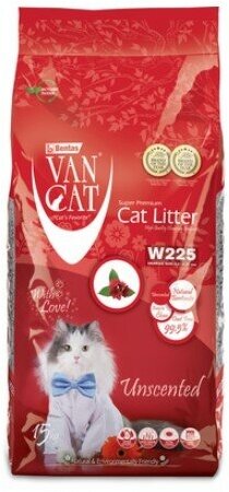 Van Cat Natural Комкующийся наполнитель Натуральный без пыли 15 кг, 1 шт