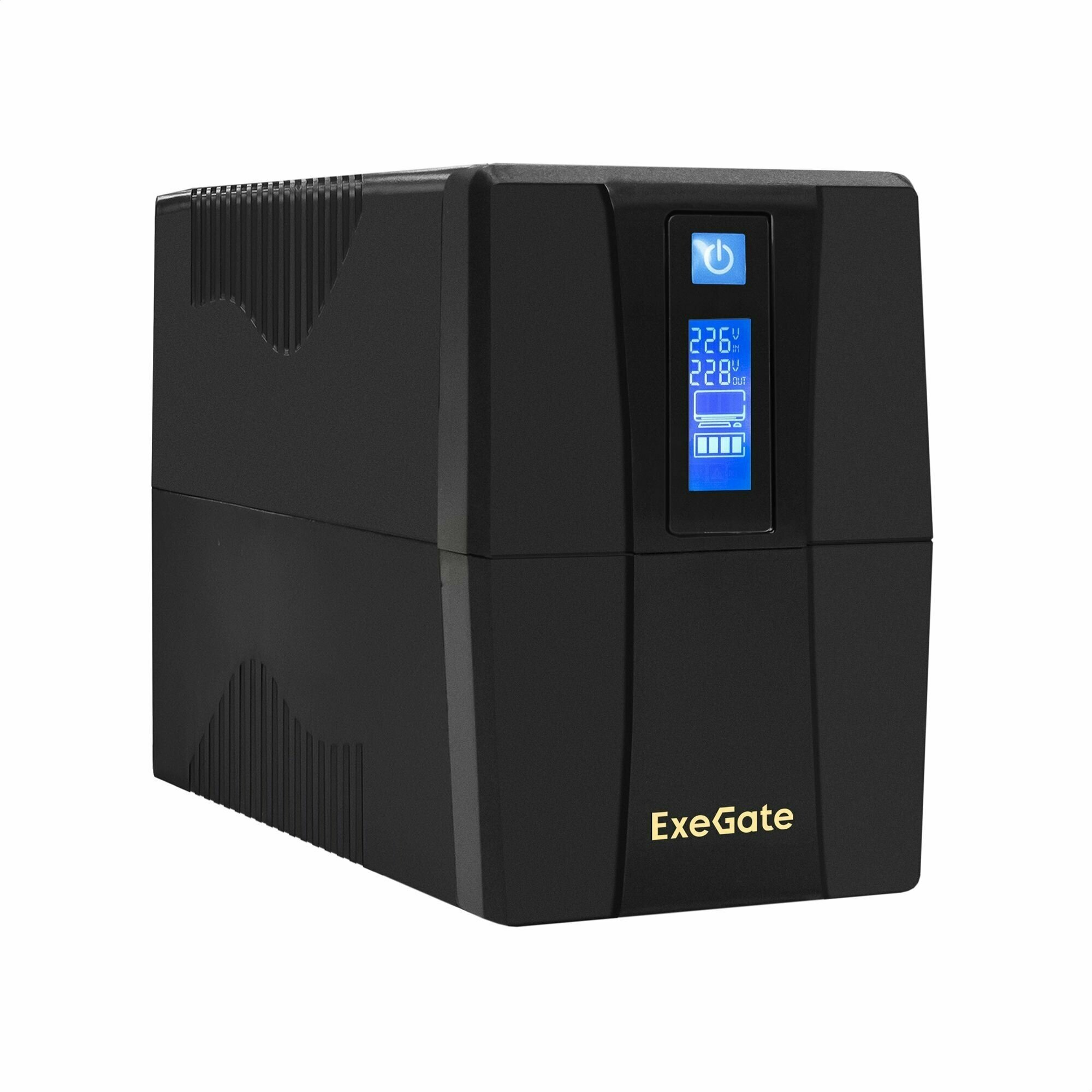 ИБП ExeGate Power Smart ULB-600. LCD. AVR.4C13. RJ. USB <600VA/360W LCD AVR 4*C13 RJ45/11 USB Black> EP285559RUS