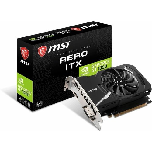 Видеокарта MSI PCI-E GT 1030 AERO ITX 2GD4 OC NVIDIA GeForce GT 1030 2Gb 64bit DDR4 11892100 HDMIx1 HDCP Ret 1208600₽