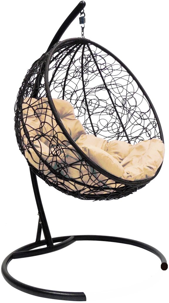 Подвесное кресло кокон"круглый" ротанг цвет: черный ; подушка: бежевый