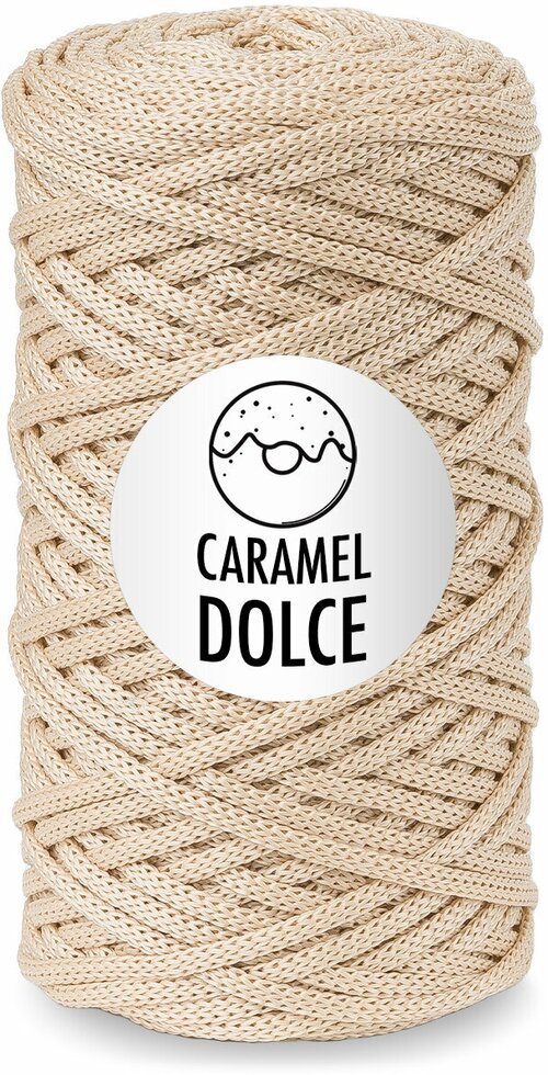 Шнур для вязания Caramel DOLCE 4мм, Цвет: Марципан, 100м/200г, плетения, ковров, сумок, корзин, карамель дольче
