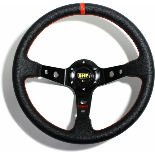 Руль спортивный OMP кожа с выносом и красной полоской 4349₽