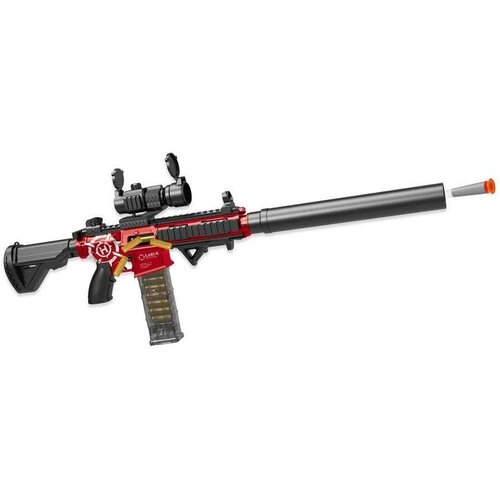 Детская штурмовая винтовка M 416 /с оптическим прицелом и выбросом гильз / красный автомат m416 пневматический детский с гильзами с оптическим прицелом винтовка с автоматической перезарядкой стрельбой и выбросом гильз