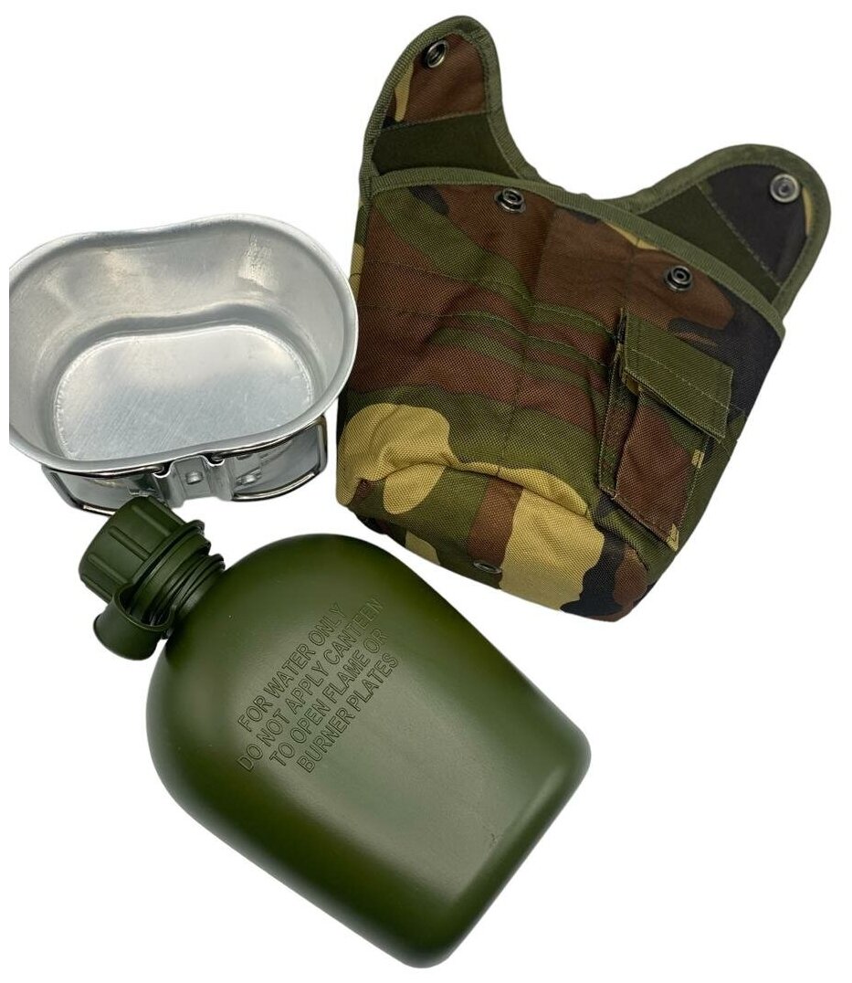 Фляга армейская с котелком в чехле бутан образца НАТО США, USA, туристическая бутылка, солдатская фляжка, 1л