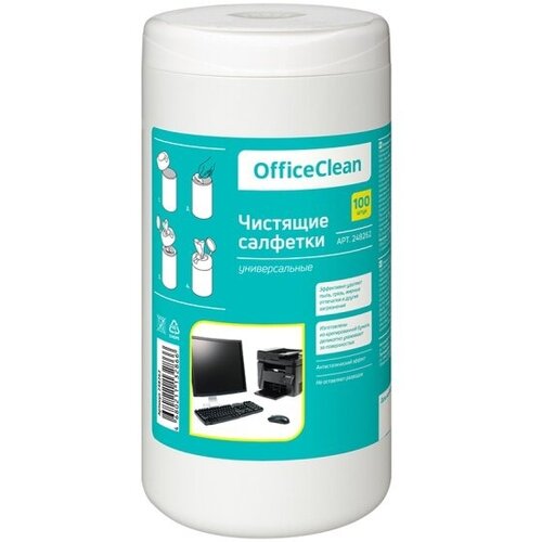 Влажные салфетки Officeclean , универсальные, в тубе 100 шт