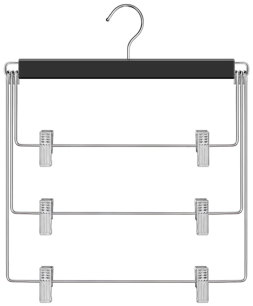 VAL BH-S3K Вешалка-качели трёхуровневая, с металлическими клипсами, 34*39*1.1 см, цвет черный, BLACK, шт - фотография № 1