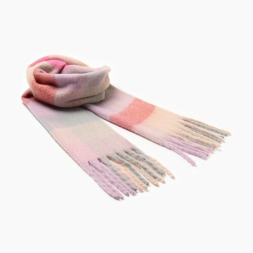 Шарф Minaku,210х38 см, one size, серый, розовый шарф minaku 180 one size розовый