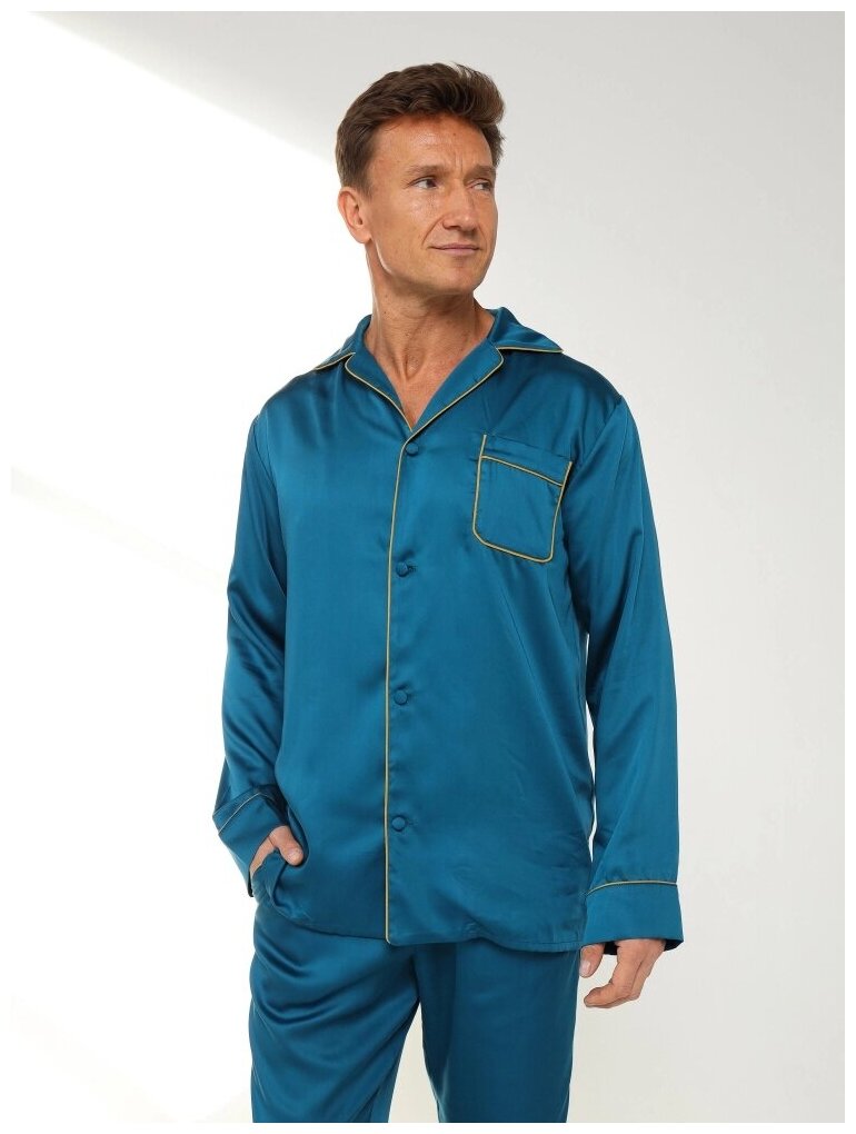 Пижама мужская из тенселя (комплект: брюки и рубашка), размер 50 - фотография № 4
