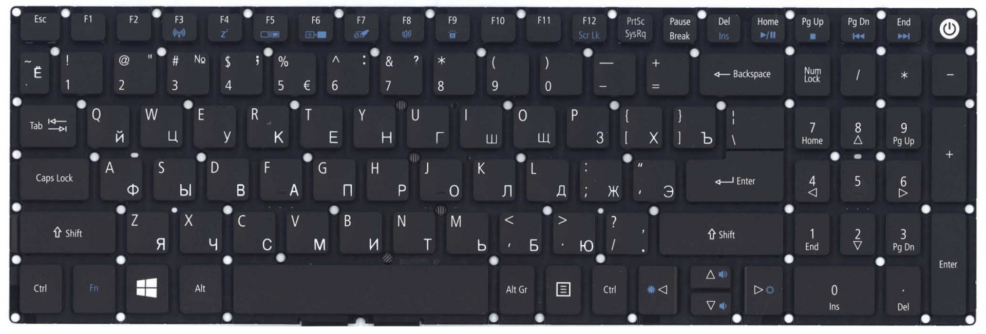 Клавиатура для Acer TravelMate P278-MG черная без рамки
