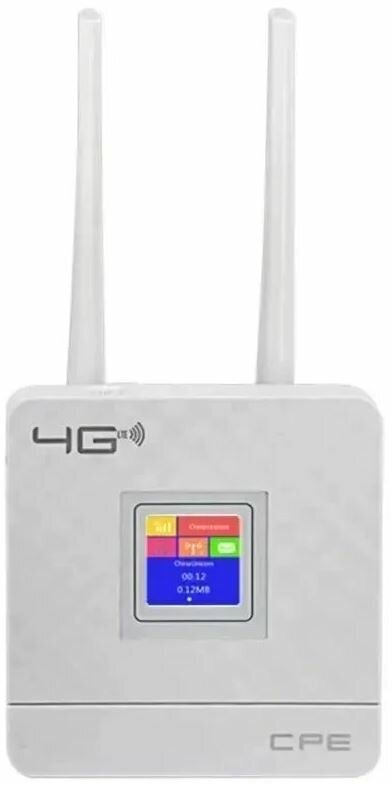 Стационарный WiFi 4G LTE, 3G роутер / Быстрый интернет / 2 антенны, дисплей / Поддержка сим карт / WAN, LAN / Переносной / Для дачи и города / (Белый)