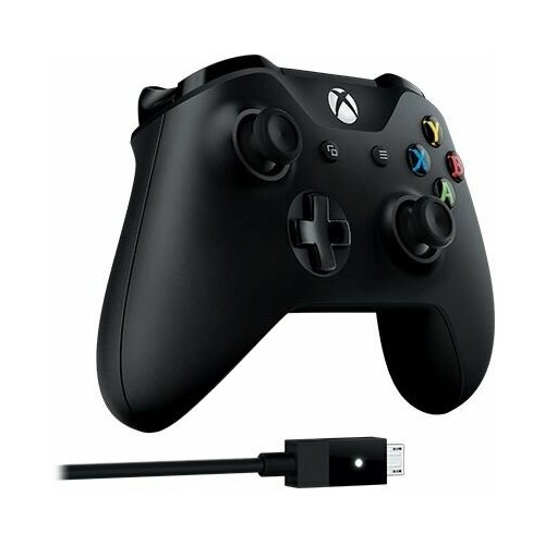 Геймпад Microsoft Xbox One Controller + USB кабель для ПК, черный
