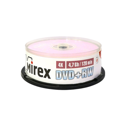 оптический диск mirex 4 7 gb 4x cake box 50 шт dvd rw Диск DVD+RWMirex4.7Gb 4x, 25 шт.