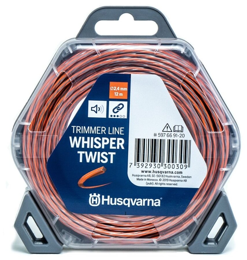 Леска для триммера Husqvarna Whisper Twist 5976691-20, спираль, 2,4 мм, 12 м - фото №1