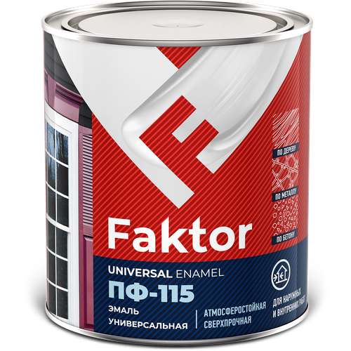Faktor Эмаль FAKTOR ПФ-115 черная, банка 1,9 кг
