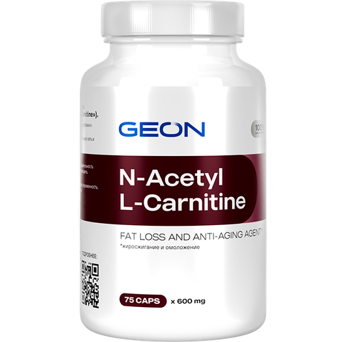 л карнитин база atletic food l carnitine 600 mg 120 капсул GEON L-карнитин N-Acetyl, 75 шт., нейтральный