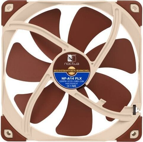 Noctua NF-A14 FLX (NF-A14 FLX) - 140mm 1 вeнтилятор для корпуса, 1200 об/мин, 19.2 дБ, 3-pin