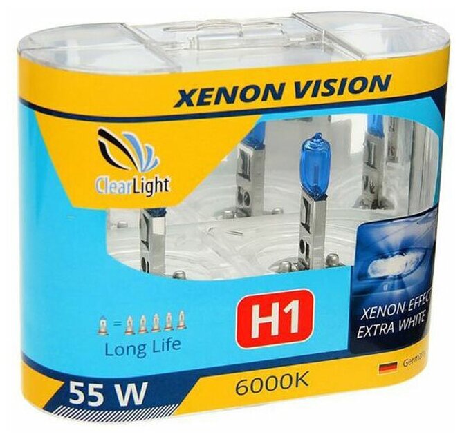 Комплект ламп Clearlight H1 12V-55W XenonVision (2 шт.) MLH1XV