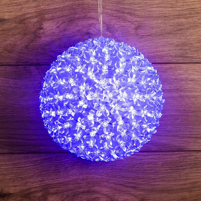 Светильник ночник фигурка светодиодный новогодний декоративный Шар Neon-Night диаметром 20 см 200 LED, синее свечение