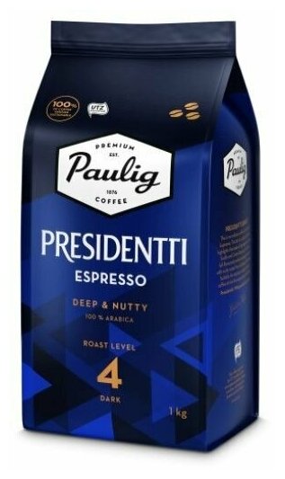 Кофе в зернах Paulig Presidentti Espresso, 1000 гр. Финляндия