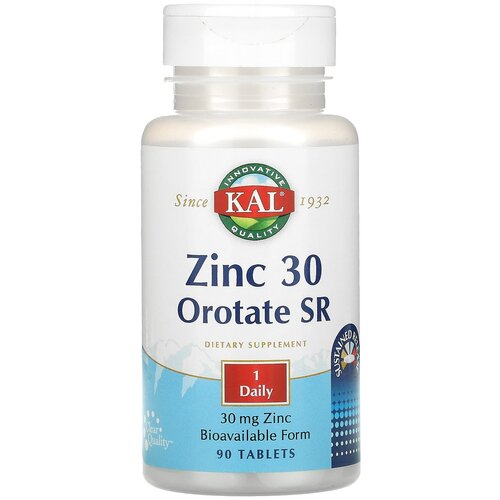 Таблетки KAL Zinc Orotate SR, 90 г, 30 мг, 90 шт.