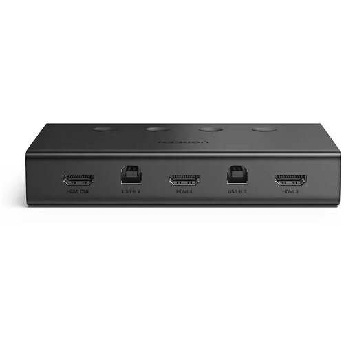 UGreen CM293, 1 шт., черный 4 port hdmi kvm switch 4k usb hdmi kvm switcher 4 in 1 out hot key 4kx2k 30hz hdmi 1 4 win10 8 mac os pc laptop