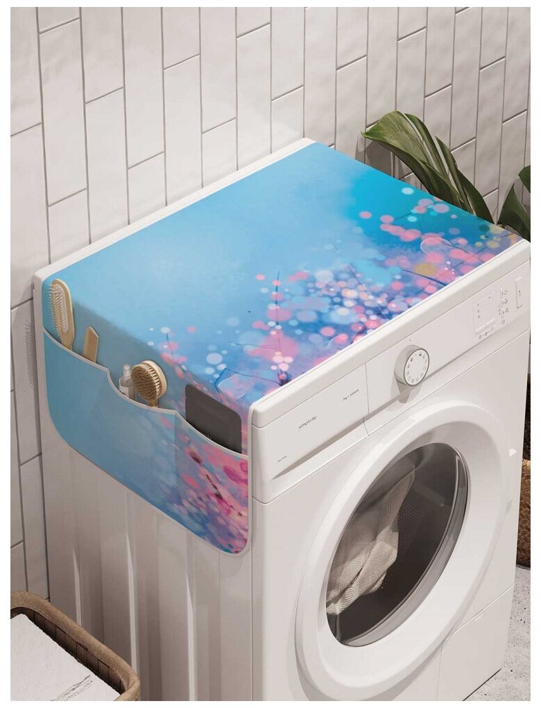 Чехол накидка для стиральной машины Ambesonne с рисунком "Цветочное произведение" 45 на 120см - фотография № 2
