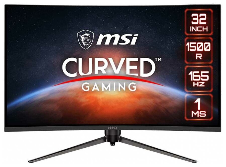 MSI 31.5" AG321CR {VA Curved 1920x1080 165Hz 1ms 250cd 178/178 HDMI1.4 HDMI2.0 DisplayPort1.2 USB} [9S6-3DB45H-013]