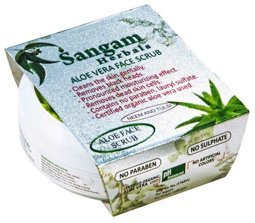 Sangam Herbals скраб для лица Aloe Vera Face Scrub Ним и Тулси, 100 г