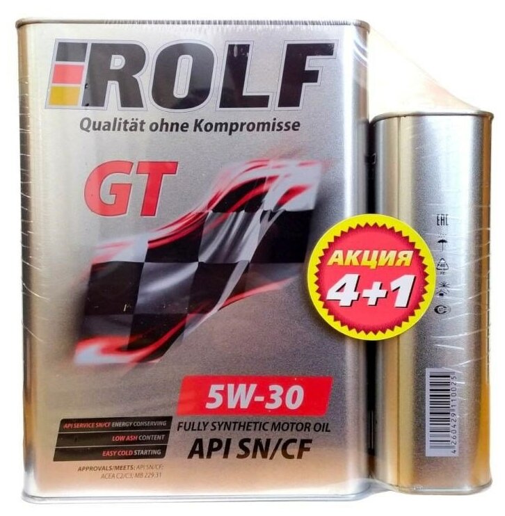 Rolf Gt 5W30 Масло моторное синтетическое API SN/CF 4л+1л 322403