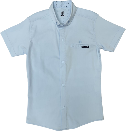 Школьная рубашка NJN, размер 128, голубой