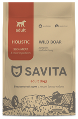 Корм сухой Savita для собак с мясом дикого кабана, 4 кг