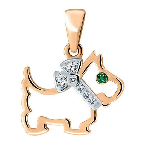 Подвеска Крымский ювелирный завод, красное золото, 585 проба, фианит