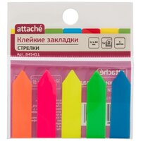 Клейкие закладки Attache пластик, 4 цвета по 20 листов, 12х44 мм, стрелки (845451)