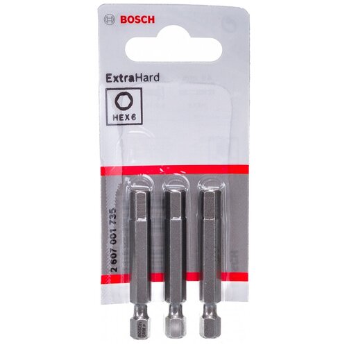 BOSCH Бита - насадка Bosch Extra Hart 49мм HEX 6 (3шт) 2.607.001.735