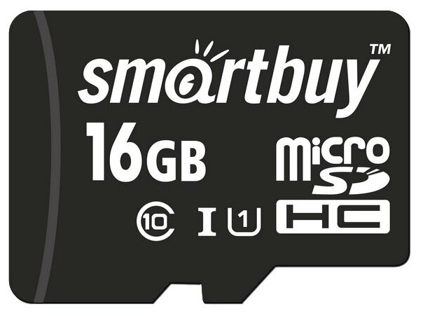 Карта памяти SmartBuy microSDHC 16 ГБ Class 10, A1, UHS-I U1, R/W 30/18 МБ/с, адаптер на SD, 1 шт, черный