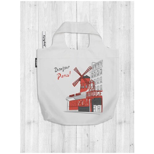 фото Сумка авоська joyarty "привет париж" 46x65x7 см
