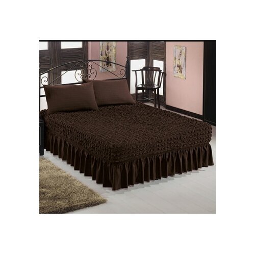 фото Универсальный чехол-покрывало на кровать, цвет шоколад karbeltex