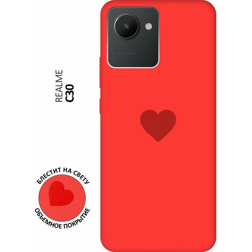 Силиконовый чехол на realme C30, Рилми С30 Silky Touch Premium с принтом Heart красный силиконовый чехол на realme c30 рилми с30 silky touch premium с принтом brain plus heart голубой