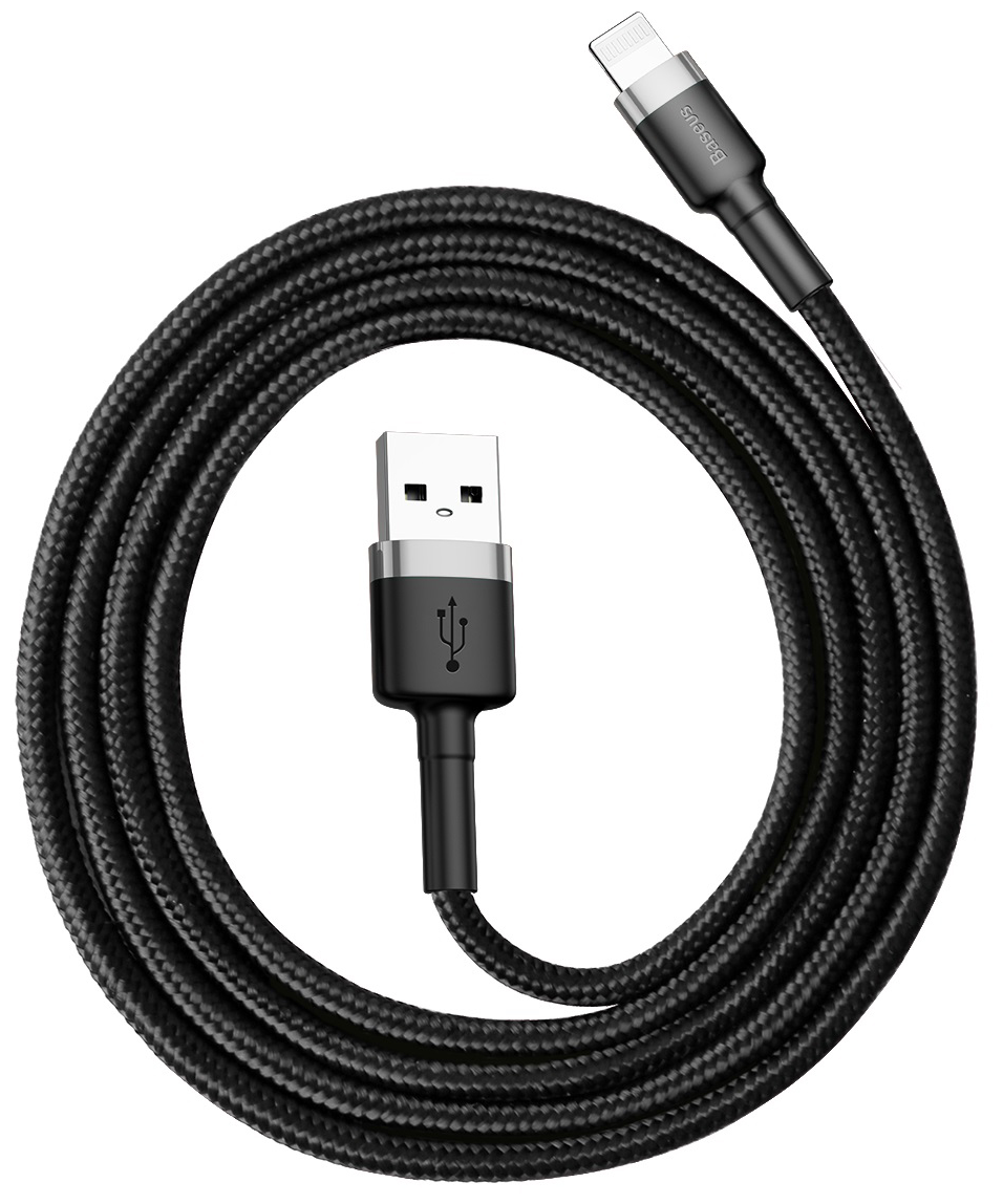 Кабель Baseus Cafule USB - Lightning, 1 м, 1 шт., черный/серый - фотография № 2